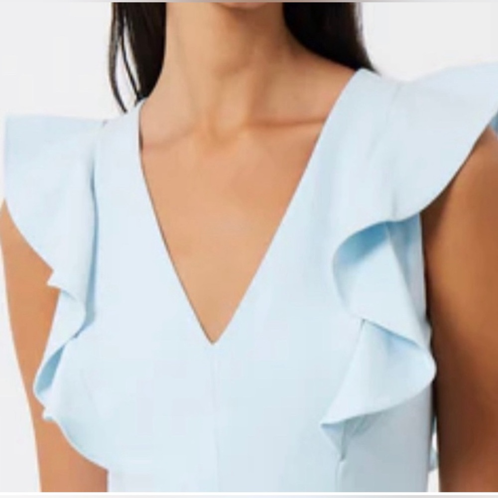 French Connection Whisper Ruffle V Neck Dress with ruffle detailing.  Size 4. - Picture 3 of 6
